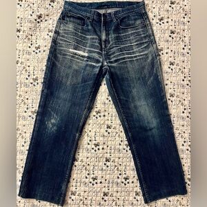 Perry Ellis Distressed Dark Wash Denim Jeans - Size 32" Waist (Men's)
